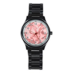 Coral Colored Hortensias Floral Photo Stainless Steel Round Watch by dflcprintsclothing