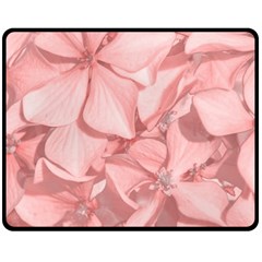 Coral Colored Hortensias Floral Photo Double Sided Fleece Blanket (medium) 