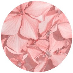 Coral Colored Hortensias Floral Photo Wooden Puzzle Round by dflcprintsclothing