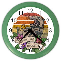 Possum - Mentally Sick Physically Thick Color Wall Clock by Valentinaart