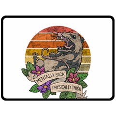 Possum - Mentally Sick Physically Thick Fleece Blanket (large)  by Valentinaart