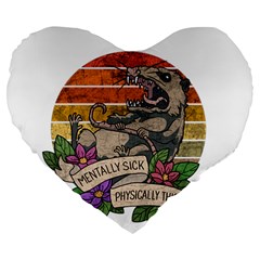 Possum - Mentally Sick Physically Thick Large 19  Premium Heart Shape Cushions by Valentinaart