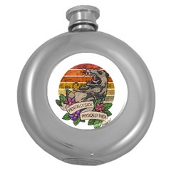 Possum - Mentally Sick Physically Thick Round Hip Flask (5 Oz) by Valentinaart