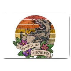 Possum - Mentally Sick Physically Thick Large Doormat  by Valentinaart