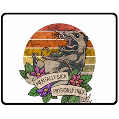 Possum - Mentally Sick Physically Thick Fleece Blanket (medium)  by Valentinaart