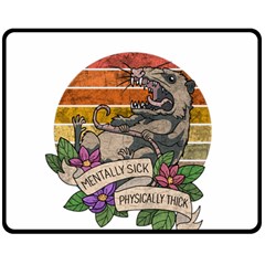 Possum - Mentally Sick Physically Thick Double Sided Fleece Blanket (medium)  by Valentinaart