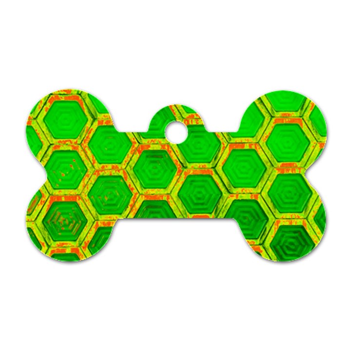 Hexagon Windows Dog Tag Bone (Two Sides)