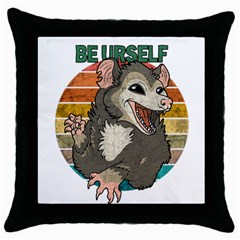 Possum - Be Urself Throw Pillow Case (black) by Valentinaart