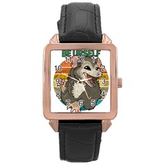 Possum - Be Urself Rose Gold Leather Watch  by Valentinaart