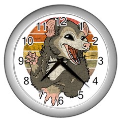 Possum  Wall Clock (silver) by Valentinaart