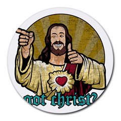 Buddy Christ Round Mousepads by Valentinaart