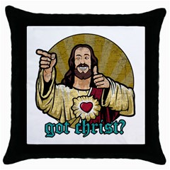 Buddy Christ Throw Pillow Case (black) by Valentinaart