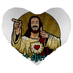 Buddy Christ Large 19  Premium Flano Heart Shape Cushions by Valentinaart