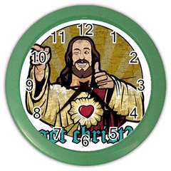 Buddy Christ Color Wall Clock by Valentinaart