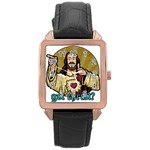 Buddy Christ Rose Gold Leather Watch  Front