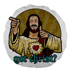 Buddy Christ Large 18  Premium Flano Round Cushions by Valentinaart