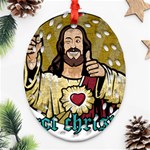 Buddy Christ Ornament (Oval Filigree) Front