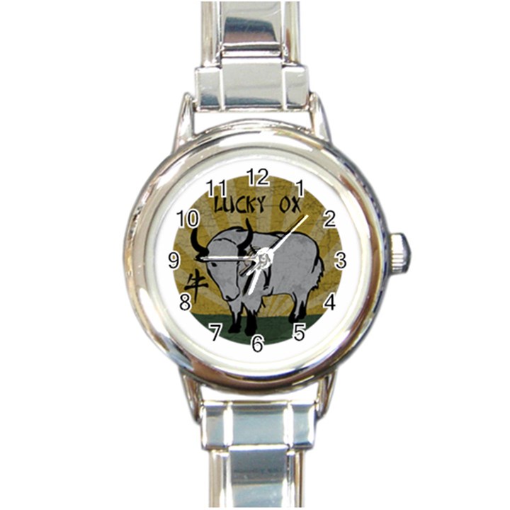 Chinese New Year ¨C Year of the Ox Round Italian Charm Watch