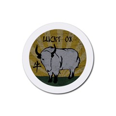 Chinese New Year ¨c Year Of The Ox Rubber Coaster (round)  by Valentinaart