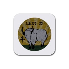 Chinese New Year ¨c Year Of The Ox Rubber Coaster (square)  by Valentinaart