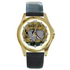 Chinese New Year ¨c Year Of The Ox Round Gold Metal Watch by Valentinaart