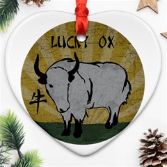 Chinese New Year ¨c Year Of The Ox Heart Ornament (two Sides) by Valentinaart