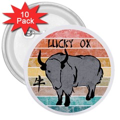 Chinese New Year ¨c Year Of The Ox 3  Buttons (10 Pack)  by Valentinaart