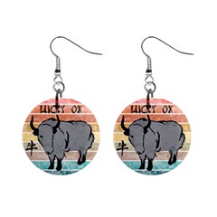 Chinese New Year ¨c Year Of The Ox Mini Button Earrings by Valentinaart