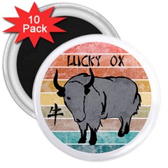 Chinese New Year ¨c Year Of The Ox 3  Magnets (10 Pack)  by Valentinaart