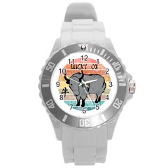 Chinese New Year ¨c Year Of The Ox Round Plastic Sport Watch (l) by Valentinaart