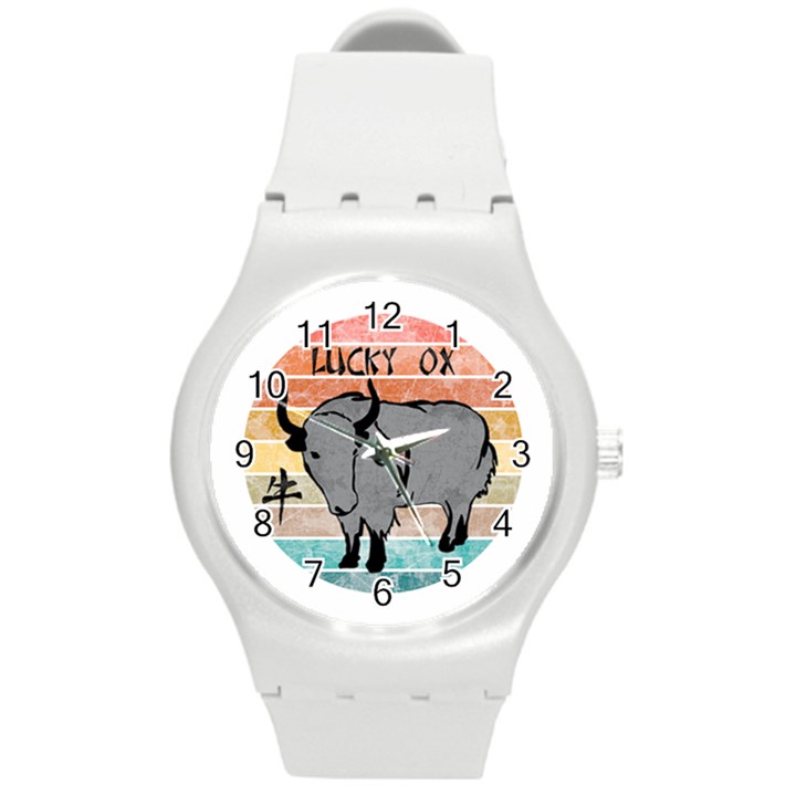 Chinese New Year ¨C Year of the Ox Round Plastic Sport Watch (M)