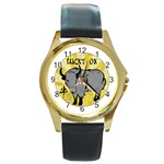 Chinese New Year ¨C Year of the Ox Round Gold Metal Watch Front