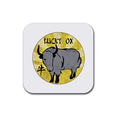 Chinese New Year ¨c Year Of The Ox Rubber Coaster (square)  by Valentinaart