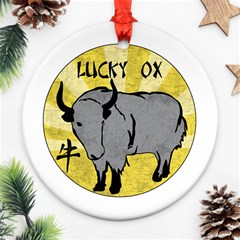 Chinese New Year ¨c Year Of The Ox Round Ornament (two Sides) by Valentinaart