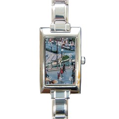 Crowded Urban Scene, Osaka Japan Rectangle Italian Charm Watch by dflcprintsclothing