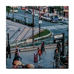 Crowded Urban Scene, Osaka Japan Tile Coaster by dflcprintsclothing