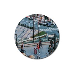 Crowded Urban Scene, Osaka Japan Magnet 3  (round) by dflcprintsclothing