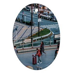 Crowded Urban Scene, Osaka Japan Oval Ornament (two Sides) by dflcprintsclothing