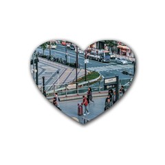 Crowded Urban Scene, Osaka Japan Heart Coaster (4 Pack)  by dflcprintsclothing