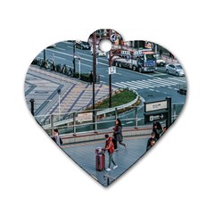 Crowded Urban Scene, Osaka Japan Dog Tag Heart (one Side) by dflcprintsclothing