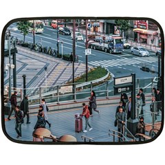 Crowded Urban Scene, Osaka Japan Double Sided Fleece Blanket (mini)  by dflcprintsclothing