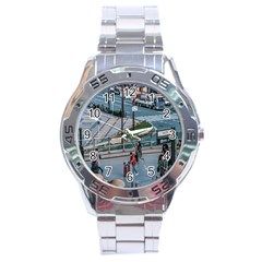 Crowded Urban Scene, Osaka Japan Stainless Steel Analogue Watch by dflcprintsclothing