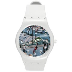 Crowded Urban Scene, Osaka Japan Round Plastic Sport Watch (m) by dflcprintsclothing