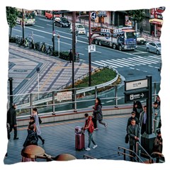 Crowded Urban Scene, Osaka Japan Large Flano Cushion Case (two Sides) by dflcprintsclothing