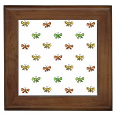 Butterfly Cartoon Drawing Motif  Pattern Framed Tile by dflcprintsclothing