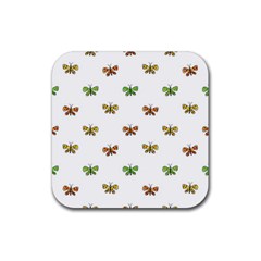 Butterfly Cartoon Drawing Motif  Pattern Rubber Coaster (square)  by dflcprintsclothing