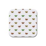 Butterfly Cartoon Drawing Motif  Pattern Rubber Square Coaster (4 pack)  Front