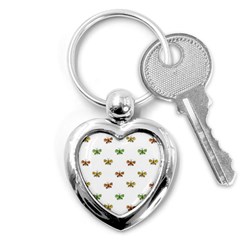 Butterfly Cartoon Drawing Motif  Pattern Key Chain (heart) by dflcprintsclothing