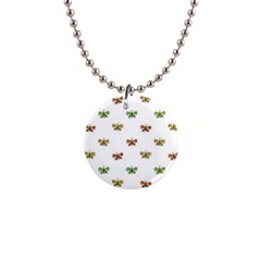 Butterfly Cartoon Drawing Motif  Pattern 1  Button Necklace