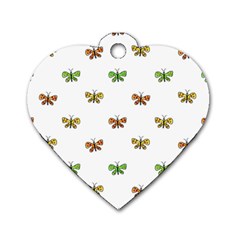 Butterfly Cartoon Drawing Motif  Pattern Dog Tag Heart (one Side)